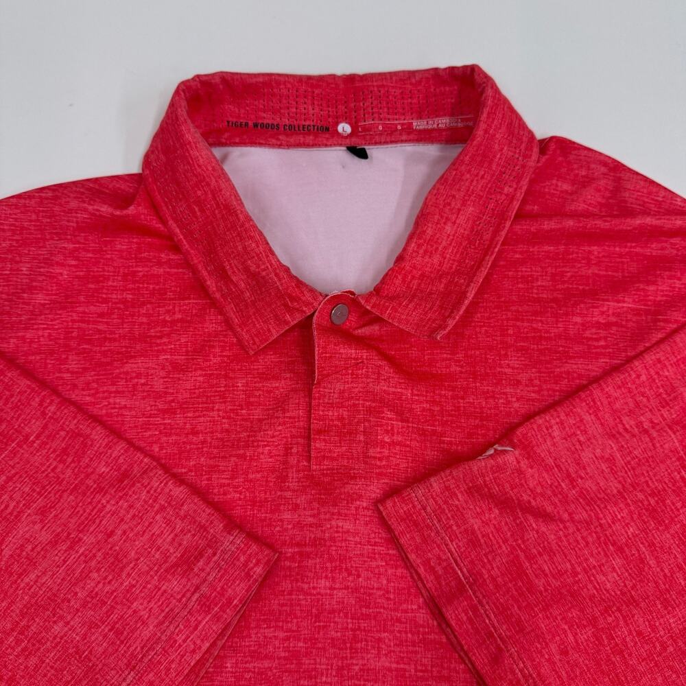 Nike Golf Polo Size L Red Gray Stripe Tiger Woods Collection